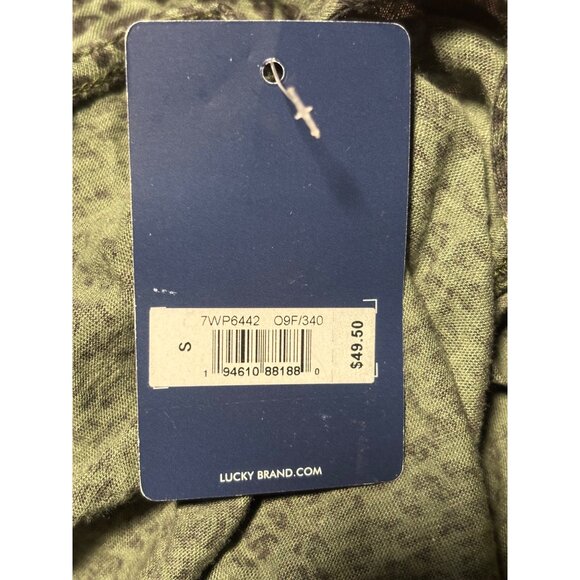 Lucky Brand Green Leopard Print V-Neck Top Womens Small Lightweight Sheer - Picture 7 of 8